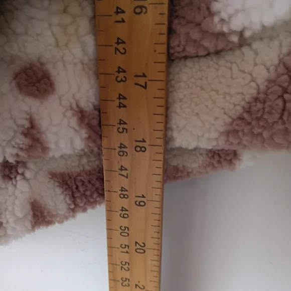 Wild Rose Sherpa Hoodie Women Small‎ Mauve Cream Floral Swirl Zip Up Jacket - Picture 7 of 10